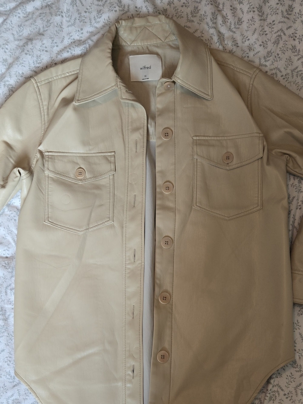 Wilfred Faux Leather Utility Shirt Jacket